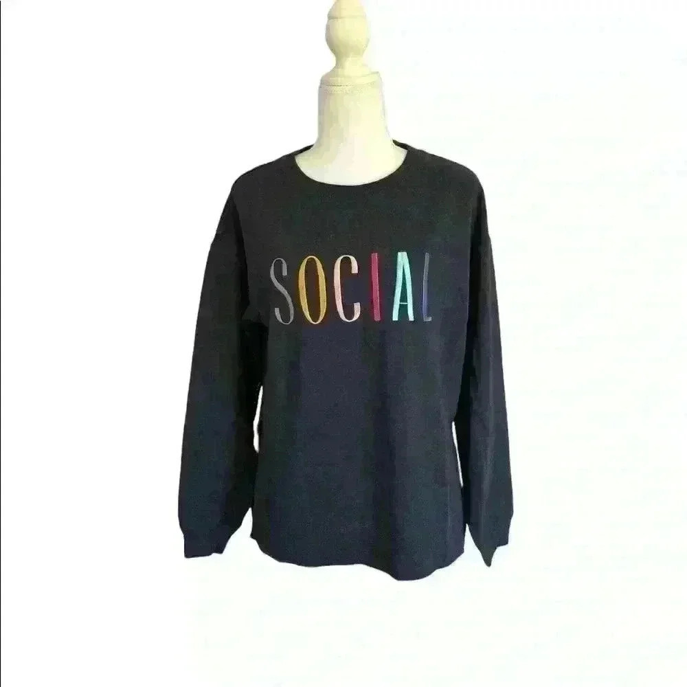Wildfox NWT Navy Blue Statement Sweatshirt Size S - Picture 2 of 8